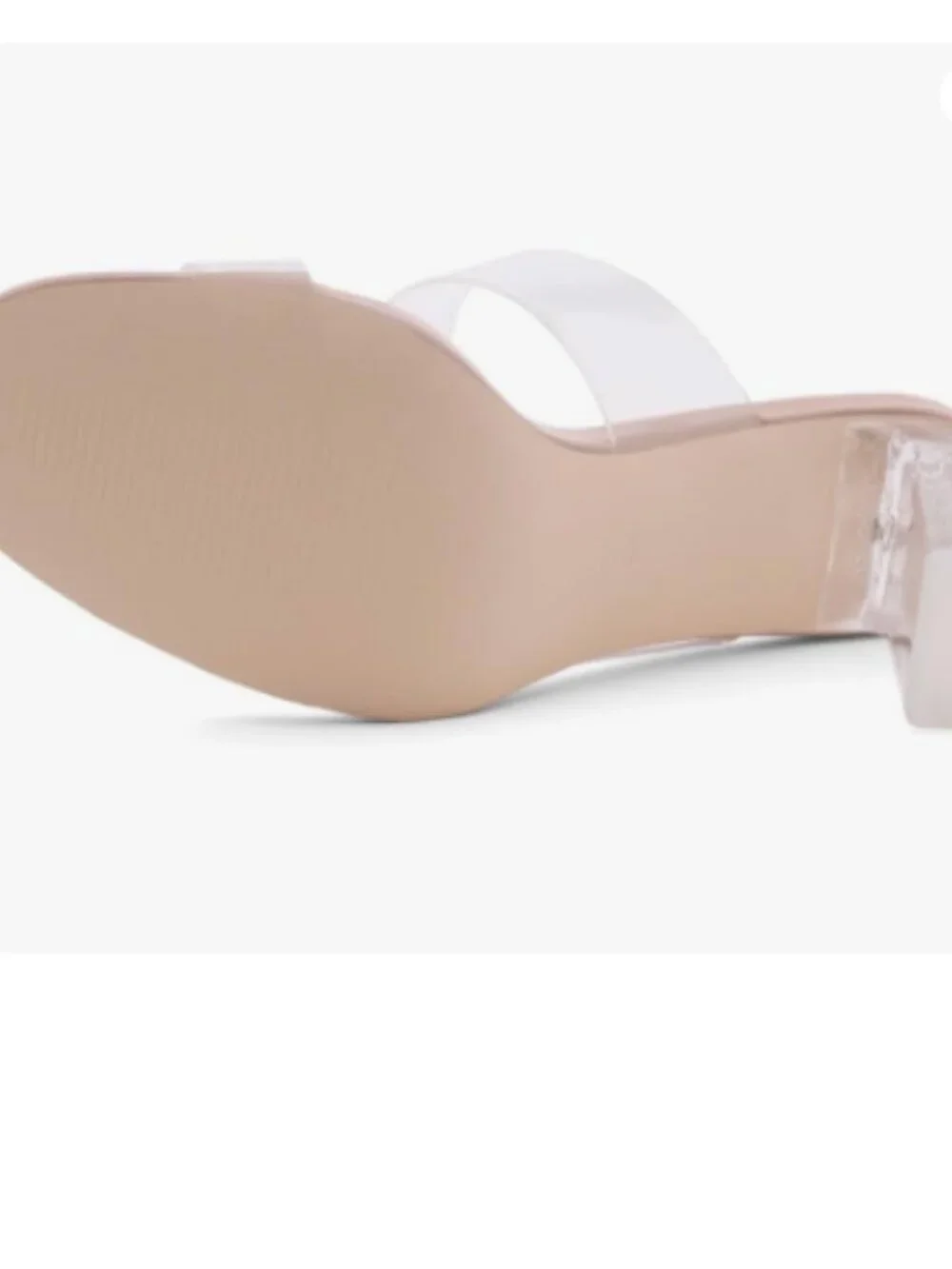 Clear Heels for Women, Transparent Two Strap Chunky Block High Heel Mules, Slip